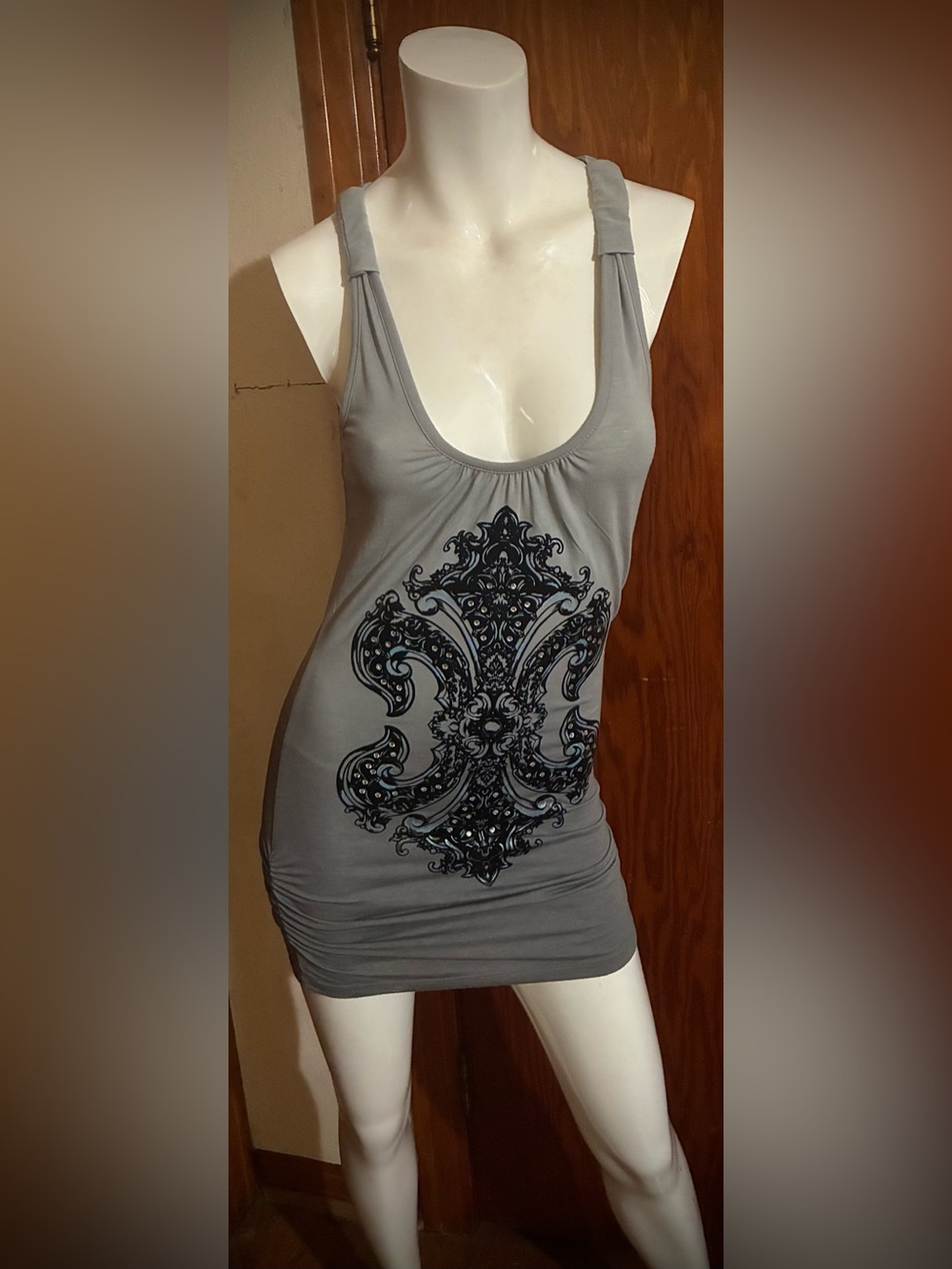 Rebel Spirit Edgy & Graphic Rhinestone Accented Tunic Top / Dress - Size Small